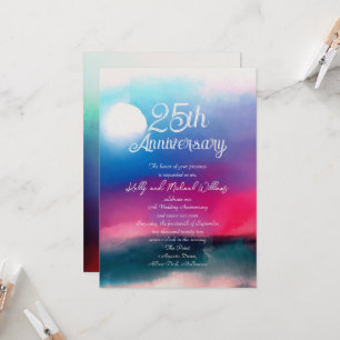 Invitación Elegante Aniversario de la acuarela de color