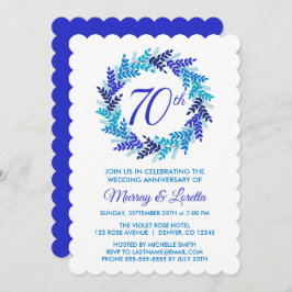 Invitación Elegante aniversario de la corona azul 70 Boda