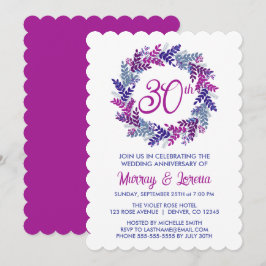 Invitación Elegante aniversario de la corona rosa 30° anivers