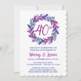 Invitación Elegante aniversario de la corona rosa 40° anivers