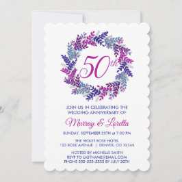 Invitación Elegante aniversario de la corona rosa 50° anivers