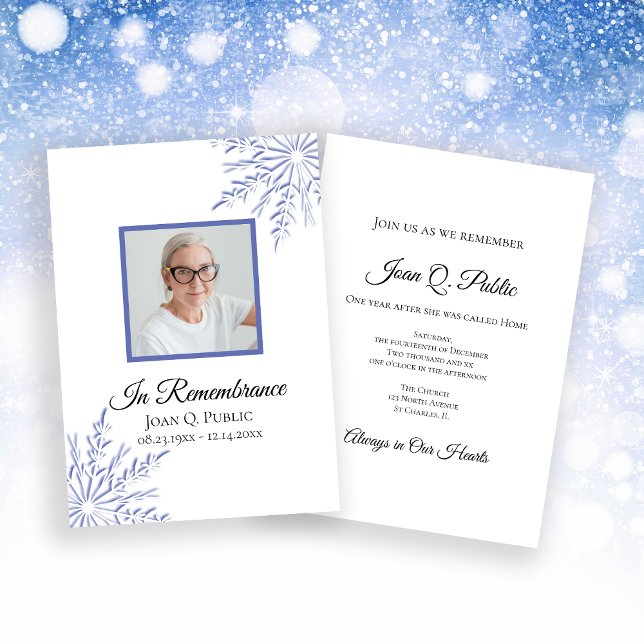 Invitación Elegante aniversario de la muerte de los copos de  (Subido por el creador)