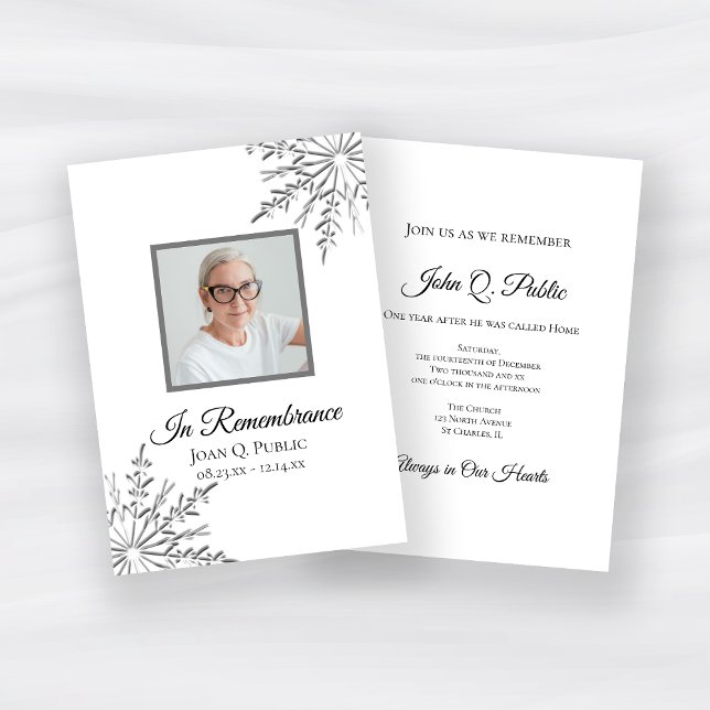 Invitación Elegante aniversario de la muerte de los copos de  (Subido por el creador)