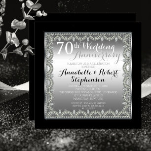 Invitación Elegante Aniversario de Plata 70 y Diamantes