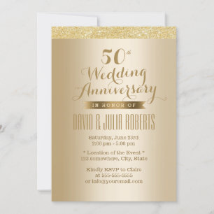Invitación Elegante Aniversario del Boda de Oro 50
