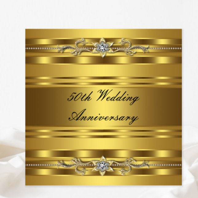 Invitación Elegante Aniversario del Oro Dorado 50° Boda (Elegant any occasion gold invitation. Simply add your event details.)