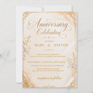 Invitación Elegante Aniversario Floral