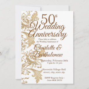 Invitación Elegante aniversario floral 50° Boda