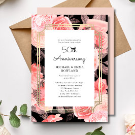 Invitación Elegante aniversario floral 50° Boda