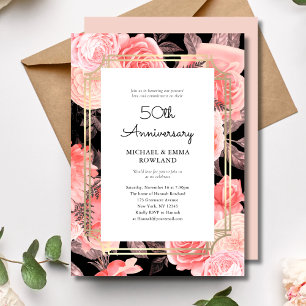 Invitación Elegante aniversario floral 50° Boda