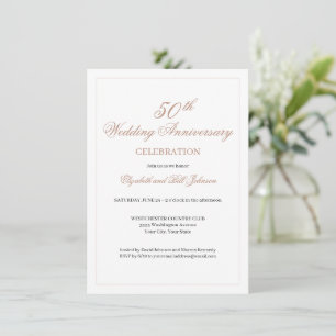 Invitación Elegante aniversario rosado 50° Boda