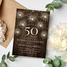 Invitación Elegante aniversario rústico 50° Boda