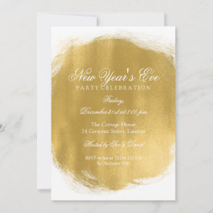 Invitación Elegante Año Nuevo Eve Gold Paint Look
