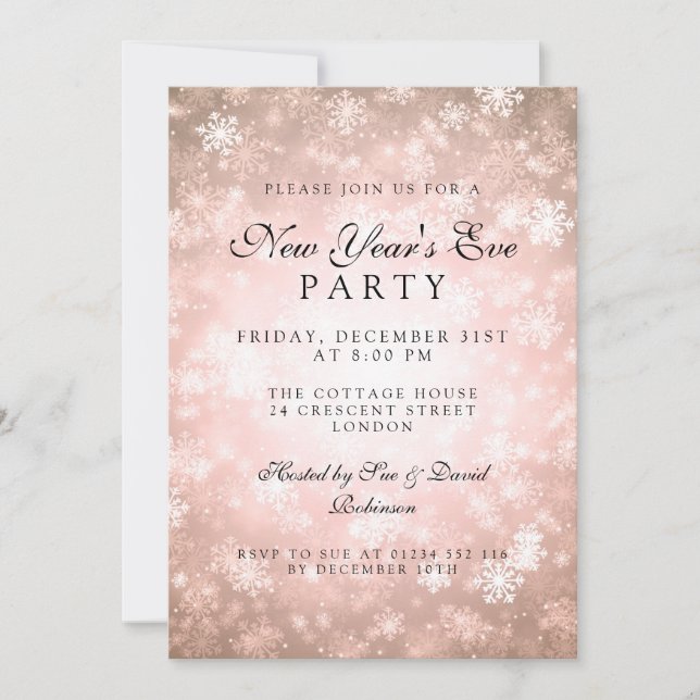 Invitación Elegante Año Nuevo Fiesta Invierno de Cobre (Anverso)