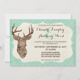 Invitación Elegante Antlers Rústica Boda Campestre