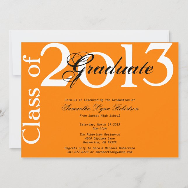Invitación Elegante anuncio/invitación de graduación de Naran (Anverso)