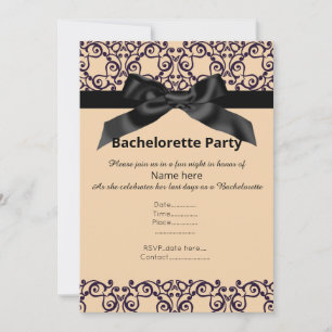 INVITACIÓN ELEGANTE APRICOT BLACK BOW BACHELORETTE INVITA