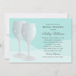 Invitación Elegante Aqua Cheers Wine Glasses Ducha Nupcial