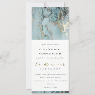 INVITACIÓN ELEGANTE AQUA DUSKY ORO AZUL AGOTADO RENOVACIÓN DE