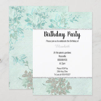 INVITACIÓN ELEGANTE AQUA VERDE AZUL DE CUMPLEAÑOS
