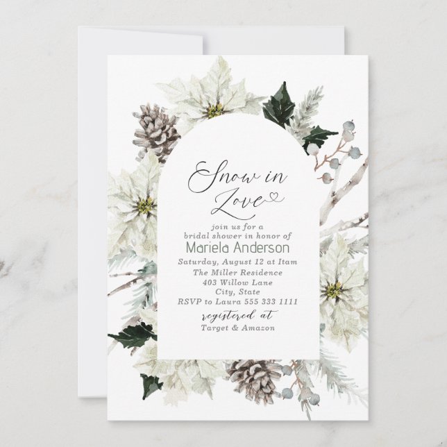 Invitación Elegante Aquarela Nieve en Amor Despedida de Solte (Anverso)