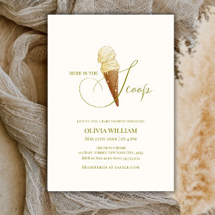 Invitación Elegante aquí está el Baby Shower de Scoop Ice Cre