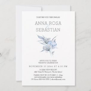 Invitación *~* Elegante AR15 Rosa floral azul BODA RSVP + 