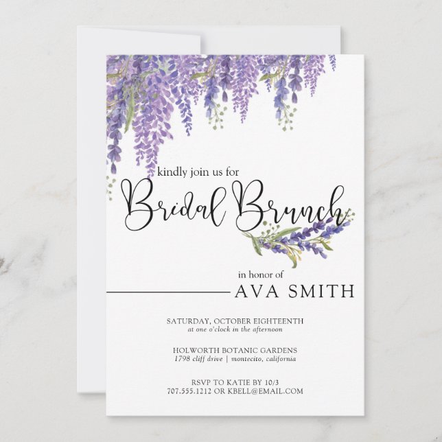 Invitación Elegante árbol de glicinia Boda Bridesmaids Brunch (Anverso)