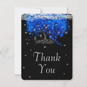 Invitación Elegante árbol de hoja en forma de corazón azul co