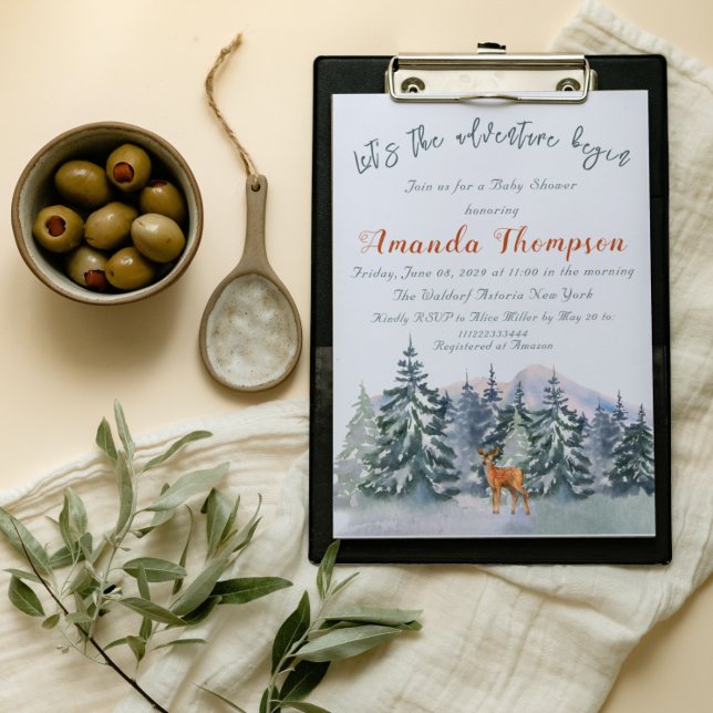 Invitación Elegante Árbol de Invierno Acuarela Woodland Adven (Subido por el creador)