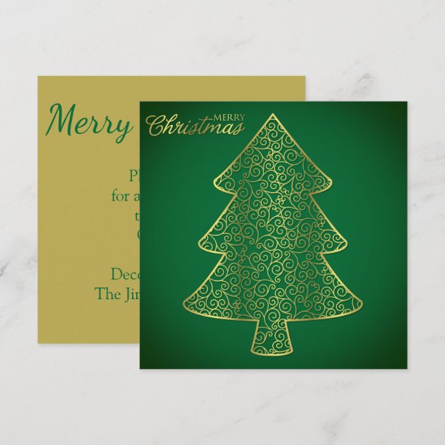 Invitación Elegante árbol de navidad (Anverso / Reverso)