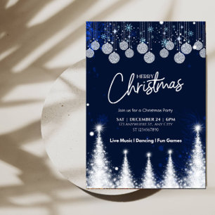 Invitación Elegante árbol de Navidad blanco brillante Fiesta 