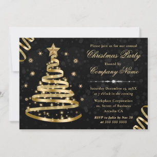 Invitación Elegante árbol de Navidad corporativo con cinta do