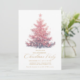 Invitación Elegante árbol de Navidad de invierno con guión de