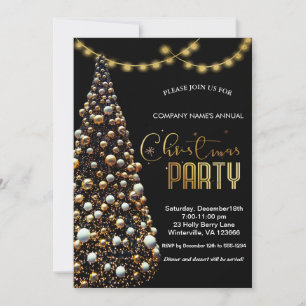 Invitación Elegante árbol de Navidad festivo de oro Invitació