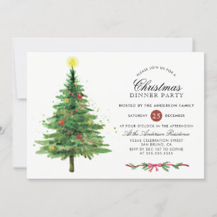 Invitación Elegante árbol de Navidad   Fiesta de la cena de v