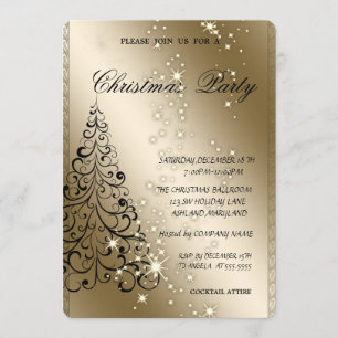 Invitación Elegante árbol de Navidad, Fiesta de Navidad
