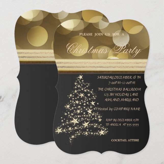 Invitación Elegante árbol de Navidad, Fiesta de Navidades de  (Anverso / Reverso)