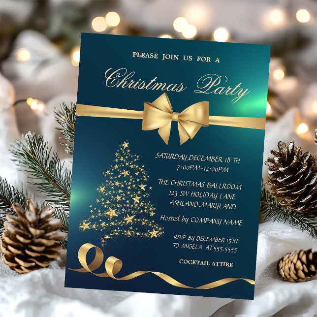 Invitación Elegante árbol de navidad, Fiesta de Navidades ver (Subido por el creador)