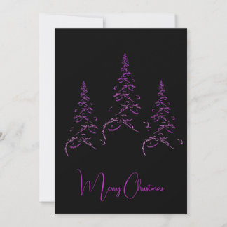 Invitación Elegante árbol de Navidad fractal púrpura sobre ne