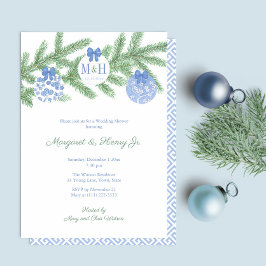Invitación Elegante árbol de Navidad Monograma Corazón de cam