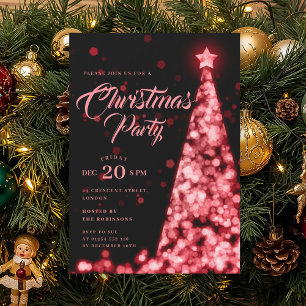 Invitación Elegante árbol de Navidad rojo de invierno vacacio