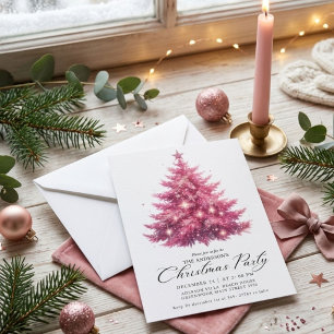 Invitación Elegante árbol de Navidad rosa de invierno