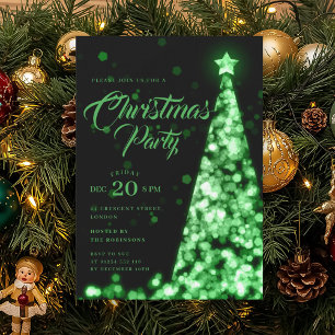 Invitación Elegante árbol de Navidad verde de invierno vacaci