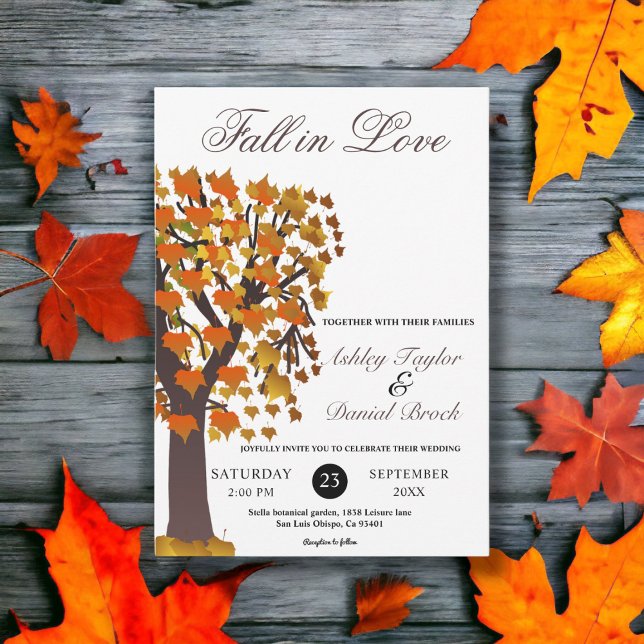 Invitación Elegante árbol romántico cae en amor Boda de otoño (Subido por el creador)