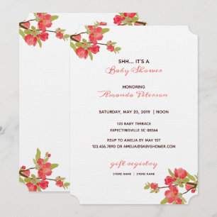 Invitación Elegante arbol rosa florece Baby Shower