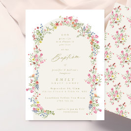 Invitación elegante arca floral de verano arca bautismo
