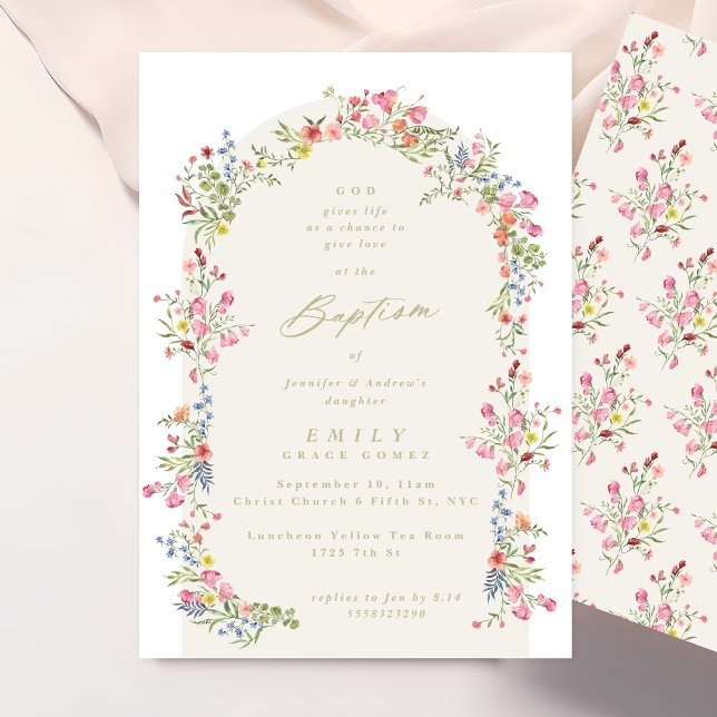 Invitación elegante arca floral de verano arca bautismo (Subido por el creador)
