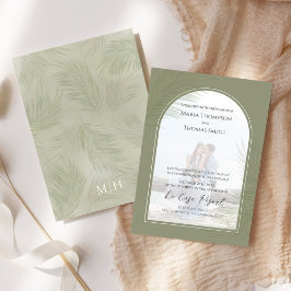 Invitación Elegante arca fotográfica Boho Palm deja Boda