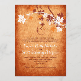 Invitación Elegante arce deja naranja caída boda